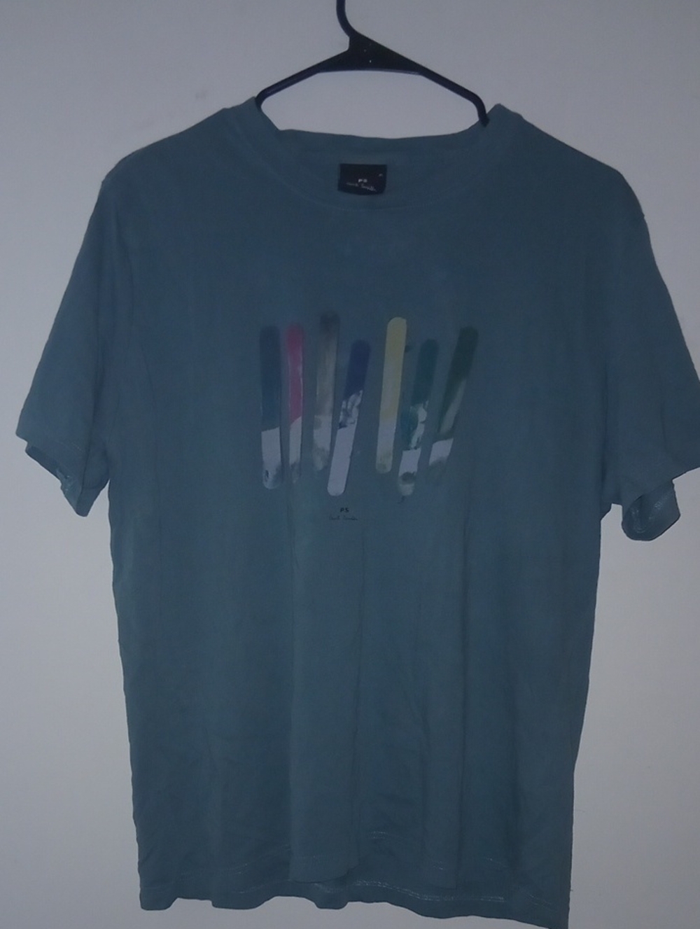 Paul Smith Short Sleeve Crew Tee in Teal with Multicolor Graphic